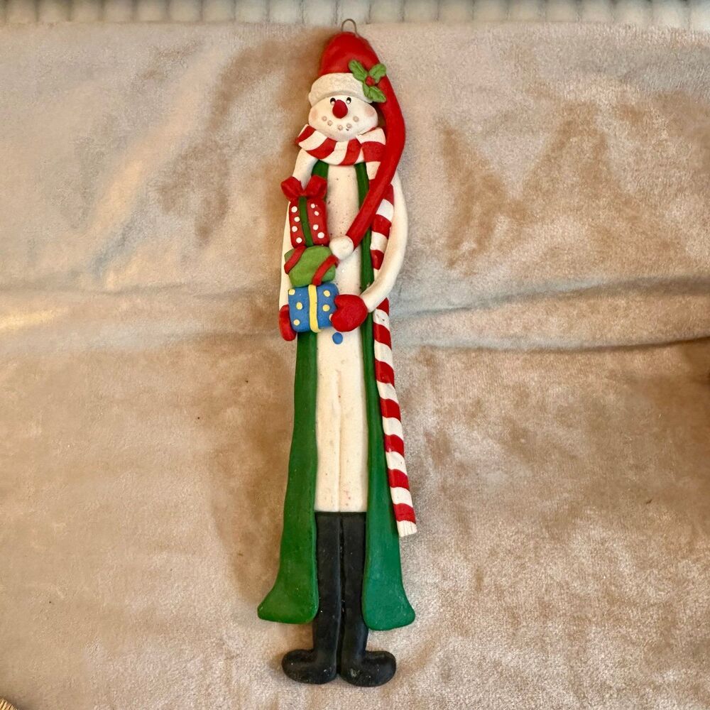 Vintage Clay Dough Snowman Skinny Ornament